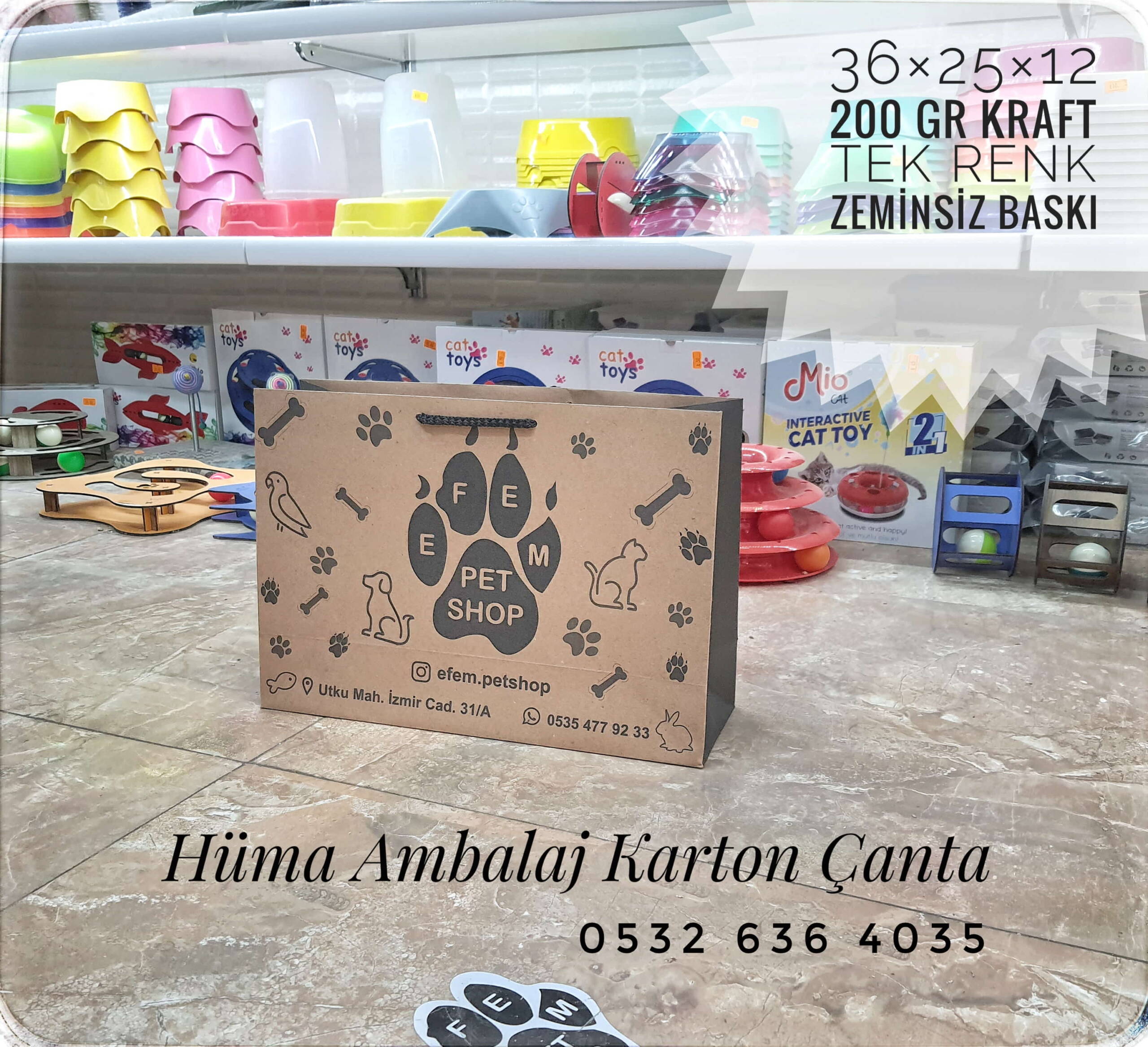 EFEM PET SHOP | MANİSA KRAFT KARTON ÇANTA MODELİ