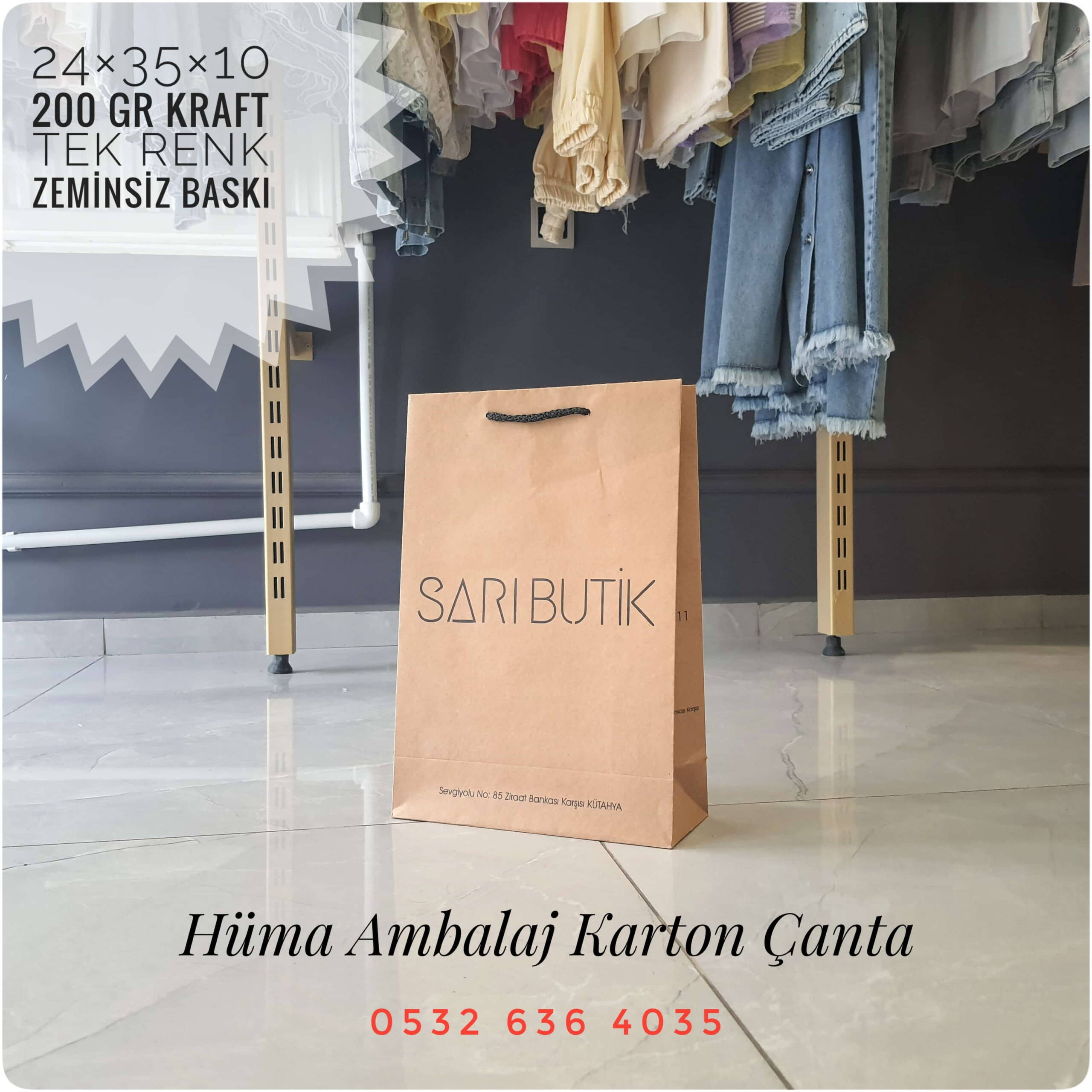 SARI BUTİK | KÜTAHYA KRAFT KARTON ÇANTA MODELİ